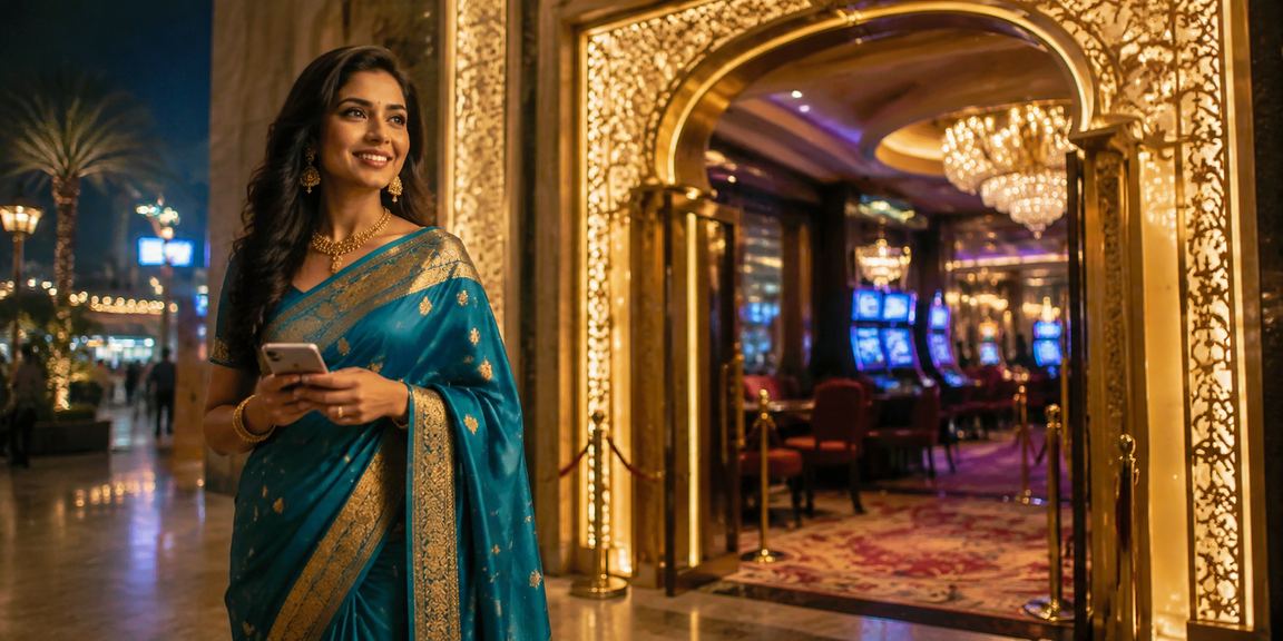 Female player enjoying live casino on mobile in Delhi