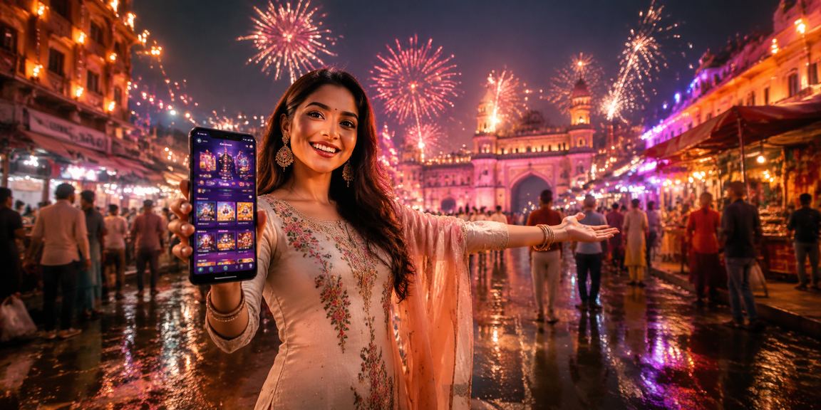 Indian woman enjoying live casino games on mobile